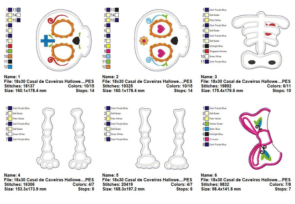 Matriz de Bordado Casal Caveira – Projeto ITH