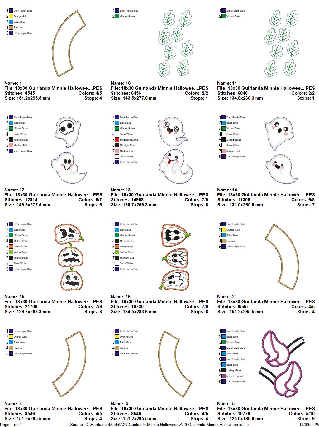 Matriz de Bordado Guirlanda Minnie Halloween - Projeto ITH