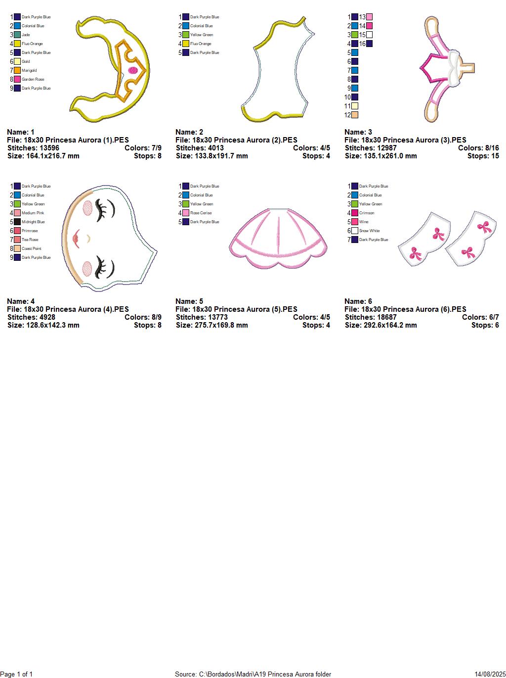 Matriz de Bordado Princesa Aurora – Projeto ITH