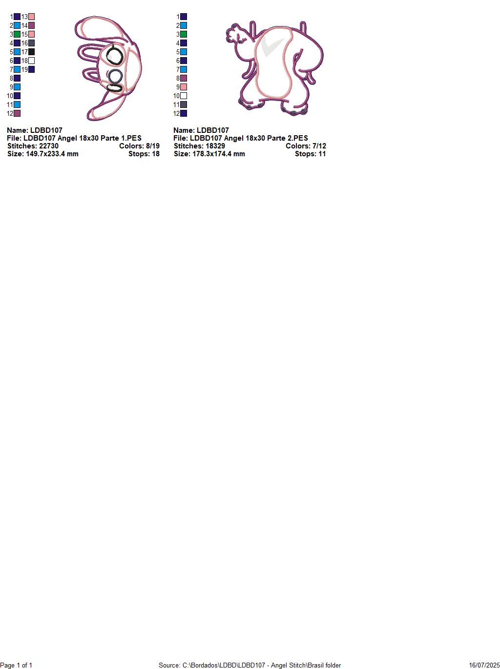 Matriz de Bordado Angel Fofa - Stitch Menina – Projeto ITH