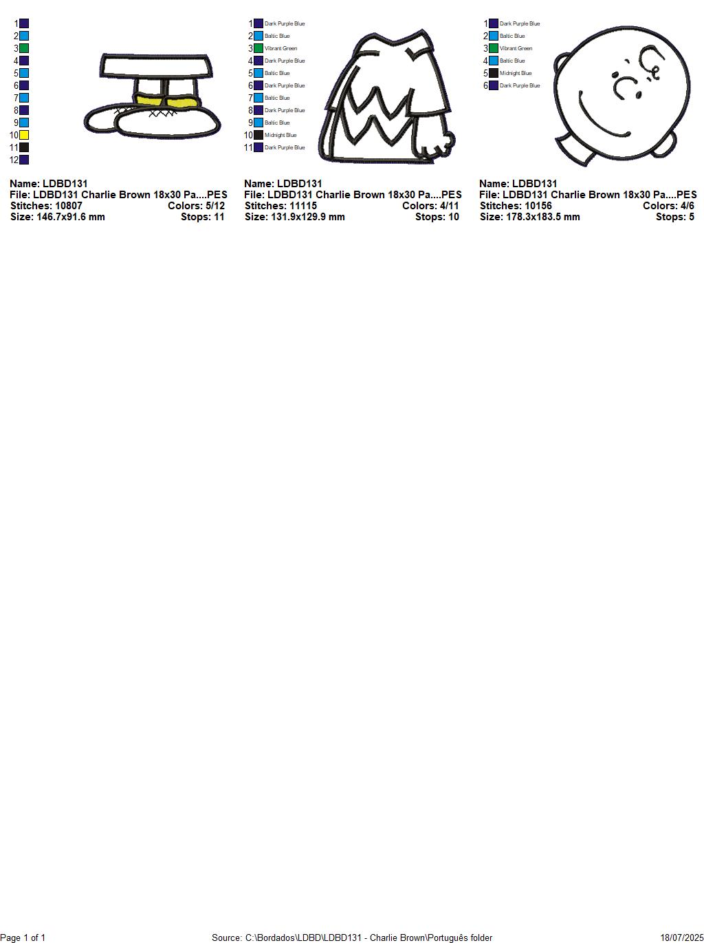 Matriz de Bordado Charlie Brown – Projeto ITH