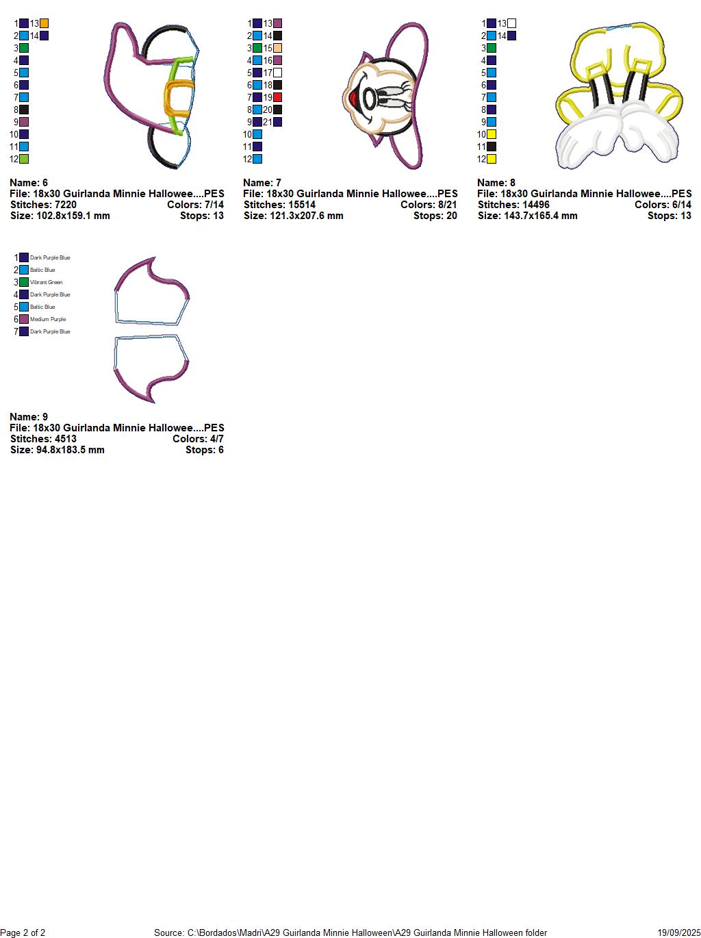 Matriz de Bordado Guirlanda Minnie Halloween - Projeto ITH