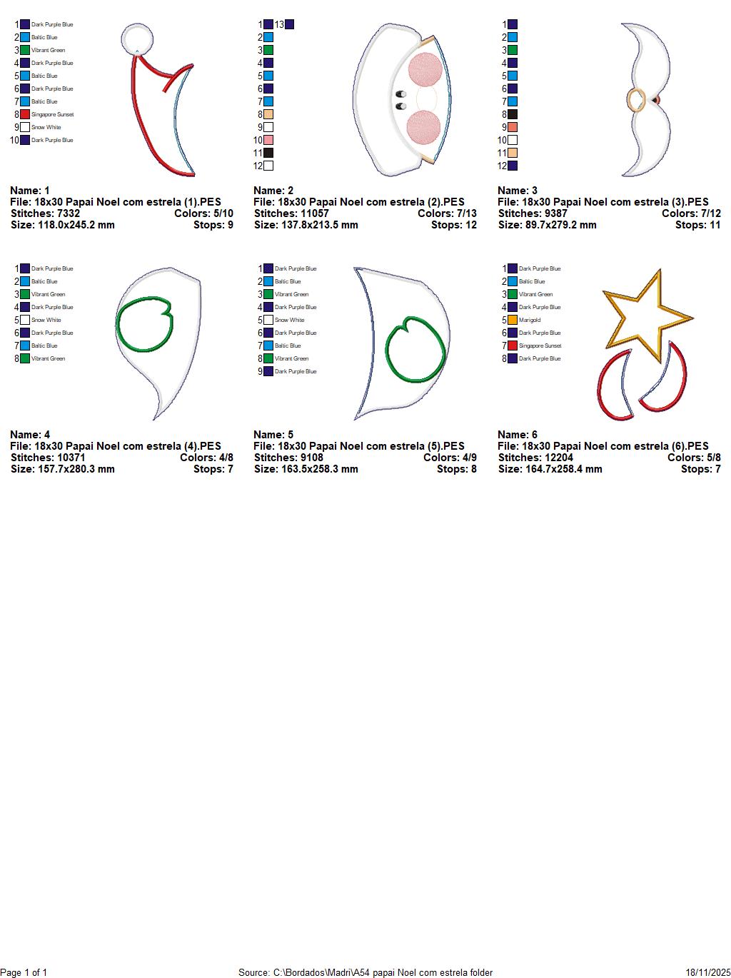 Matriz de Bordado Papai Noel com Estrela Enfeite de Porta – Projeto ITH