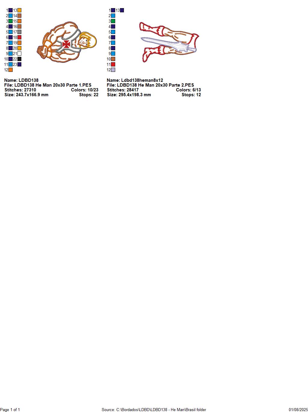 Matriz de Bordado He-Man – Projeto ITH
