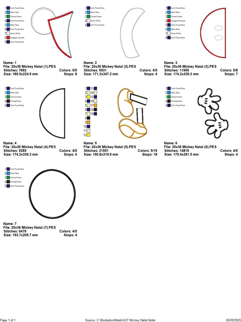 Matriz de Bordado Mickey de Natal – Projeto ITH