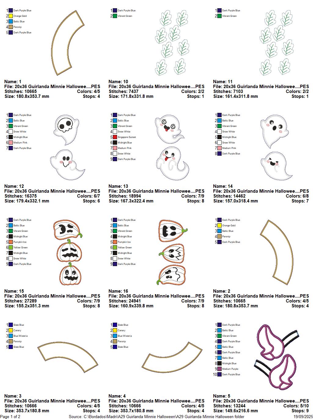Matriz de Bordado Guirlanda Minnie Halloween - Projeto ITH