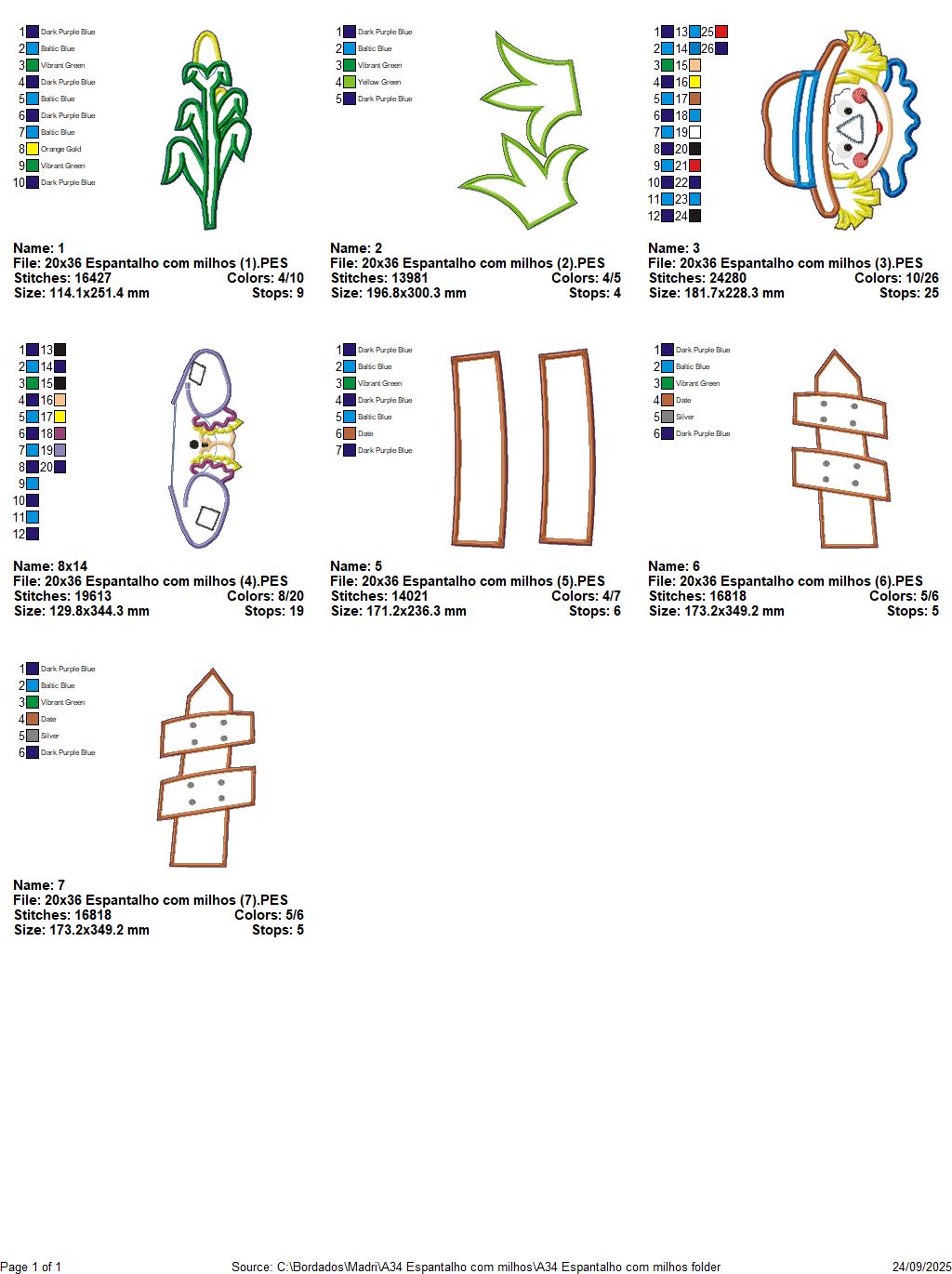 Matriz de Bordado Espantalho com Milhos – Projeto ITH