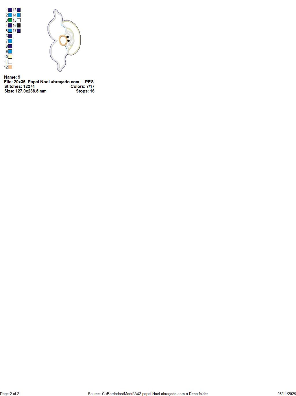 Matriz de Bordado Papai Noel e Rena – Projeto ITH