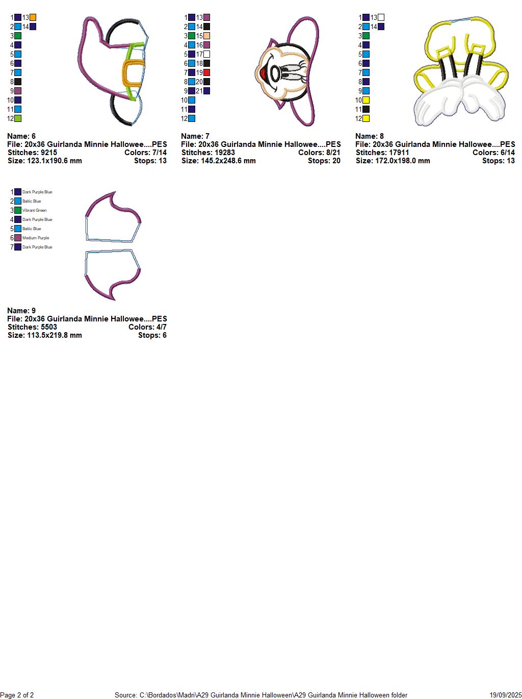 Matriz de Bordado Guirlanda Minnie Halloween - Projeto ITH
