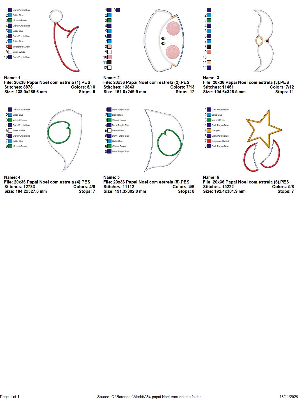 Matriz de Bordado Papai Noel com Estrela Enfeite de Porta – Projeto ITH