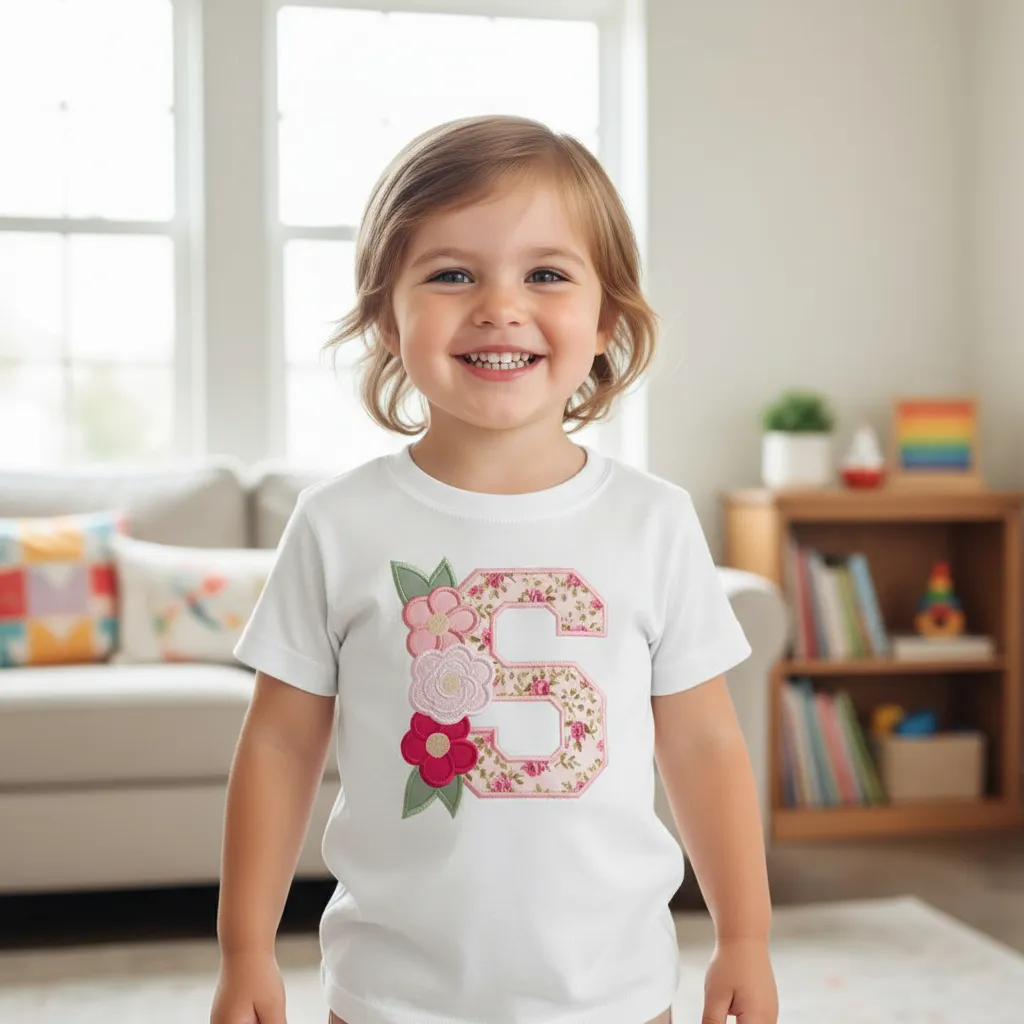 Matriz de Bordado Letra S com Flores – Aplique