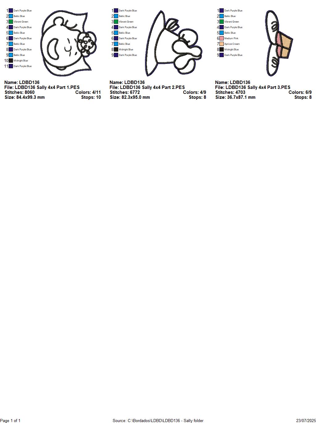 Matriz de Bordado Sally – Projeto ITH
