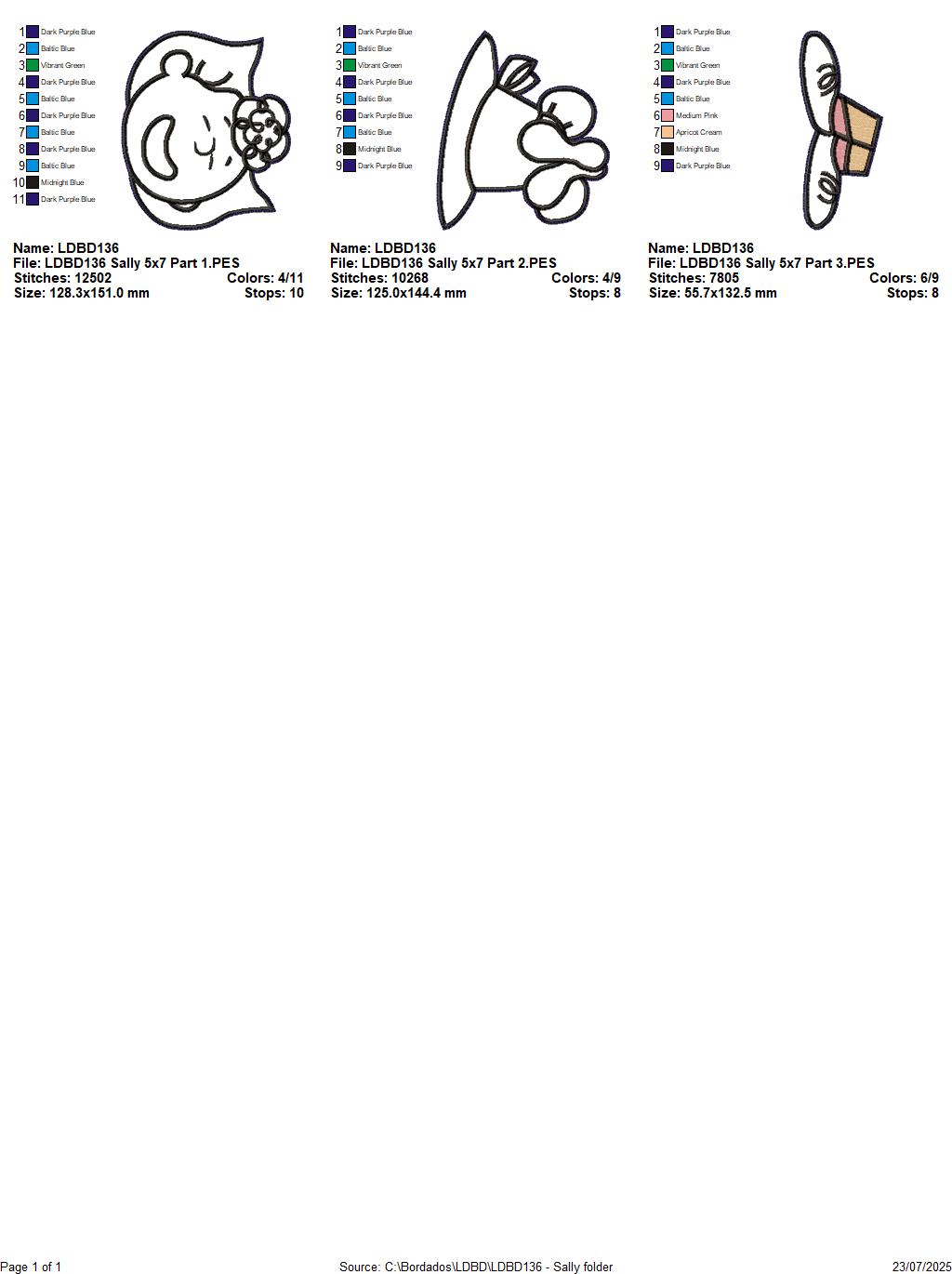 Matriz de Bordado Sally – Projeto ITH