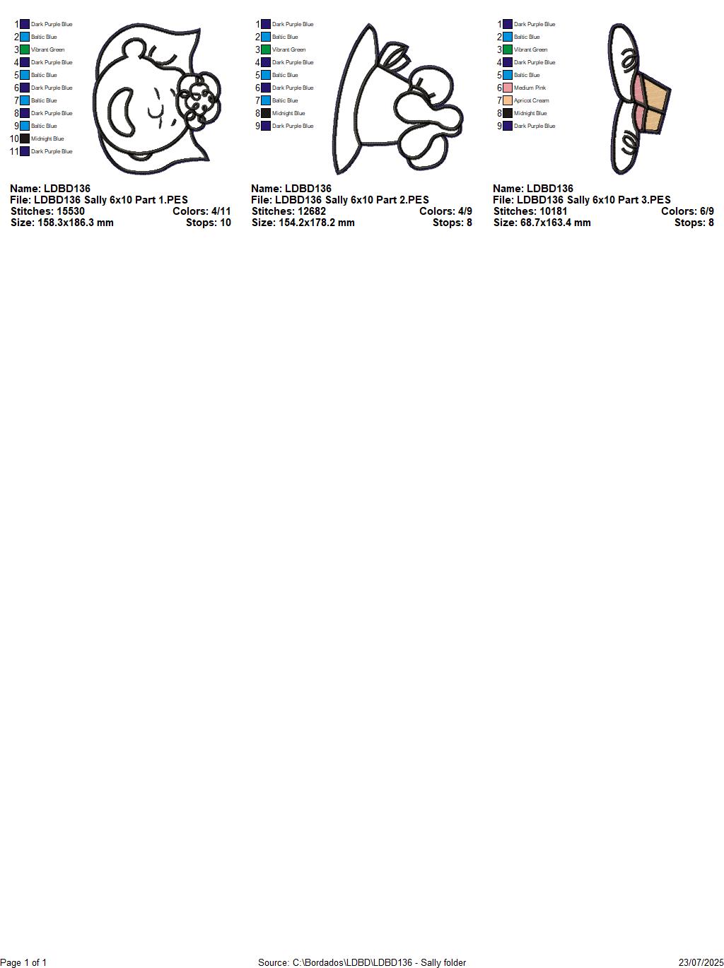 Matriz de Bordado Sally – Projeto ITH