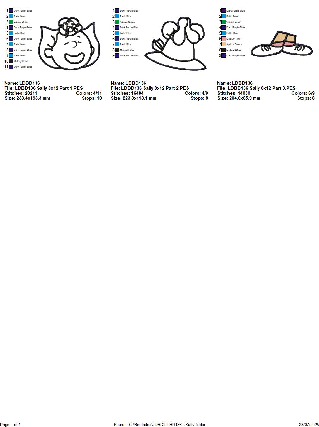 Matriz de Bordado Sally – Projeto ITH