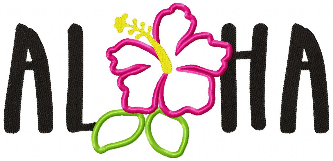 Matriz de Bordado Aloha Tropical com Hibisco – Aplique