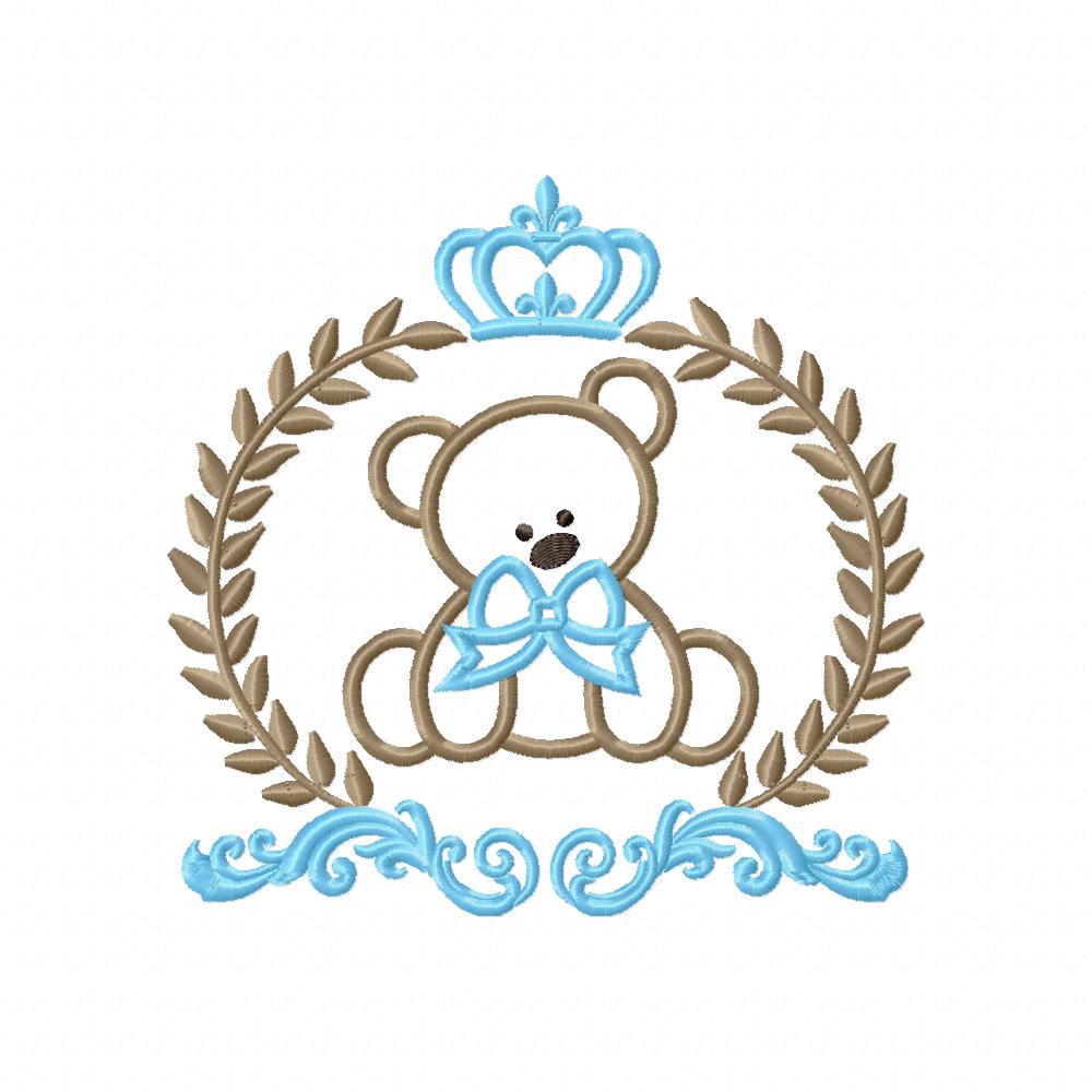 Matriz de Bordado Urso Coroado – Ponto Satim