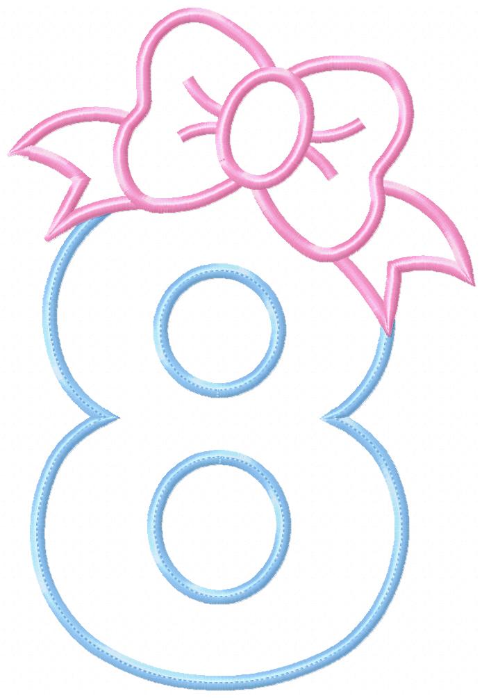 Matriz de Bordado Número 8 Decorado com Laço – Aplique