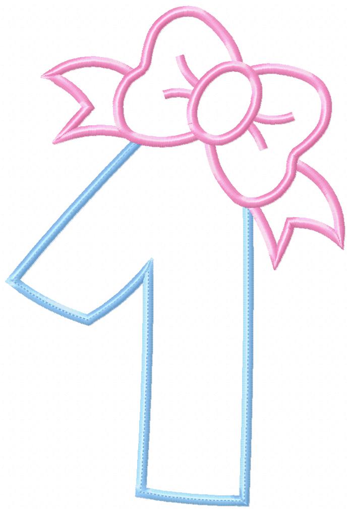 Matriz de Bordado Número 1 com Laço – Aplique