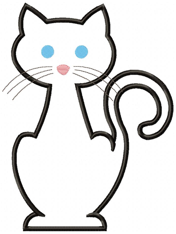 Matriz de Bordado Gatinho Preto Estilizado – Aplique