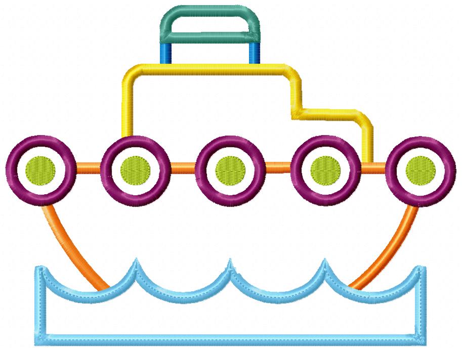 Matriz de Bordado Barco Colorido com Janelinhas – Aplique
