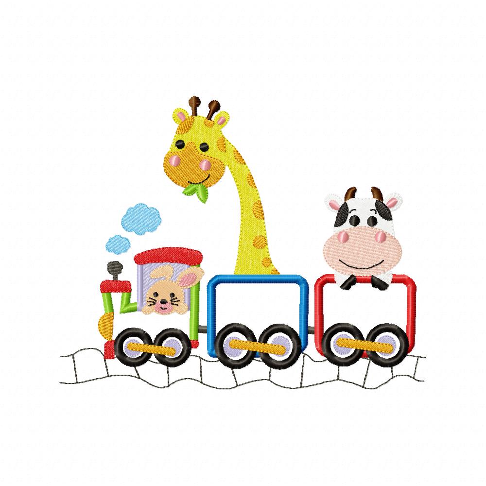 Matriz de Bordado Trenzinho Infantil com Bichinhos – Ponto Aplique