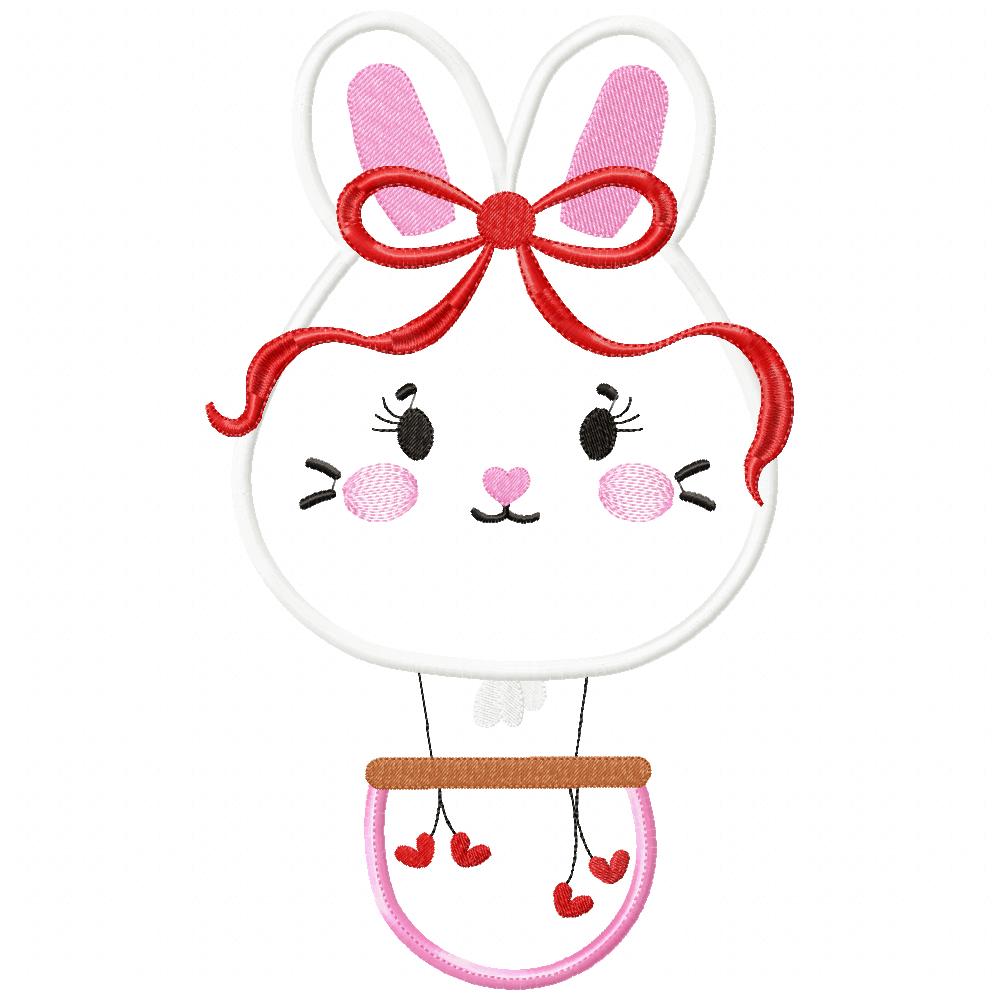 Matriz de Bordado Coelhinha Encantadora no Balão – Aplique