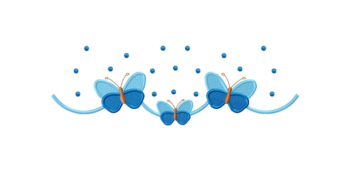 Matriz de Bordado Três Borboletas com Poás – Ponto Cheio