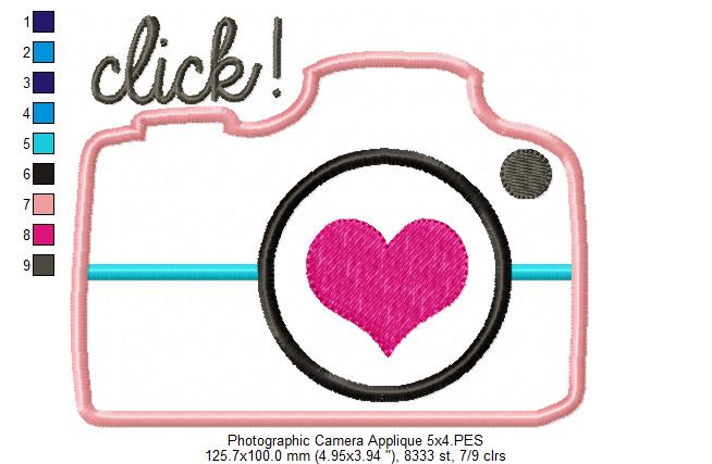 Matriz de Bordado Câmera “Click!” – Aplique