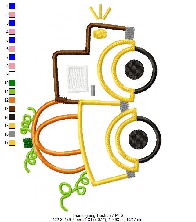 Matriz de Bordado Caminhão Country com Abóbora – Aplique