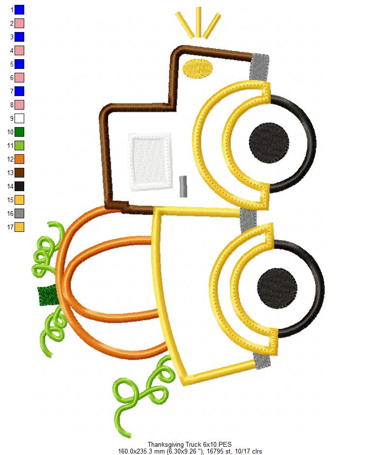 Matriz de Bordado Caminhão Country com Abóbora – Aplique