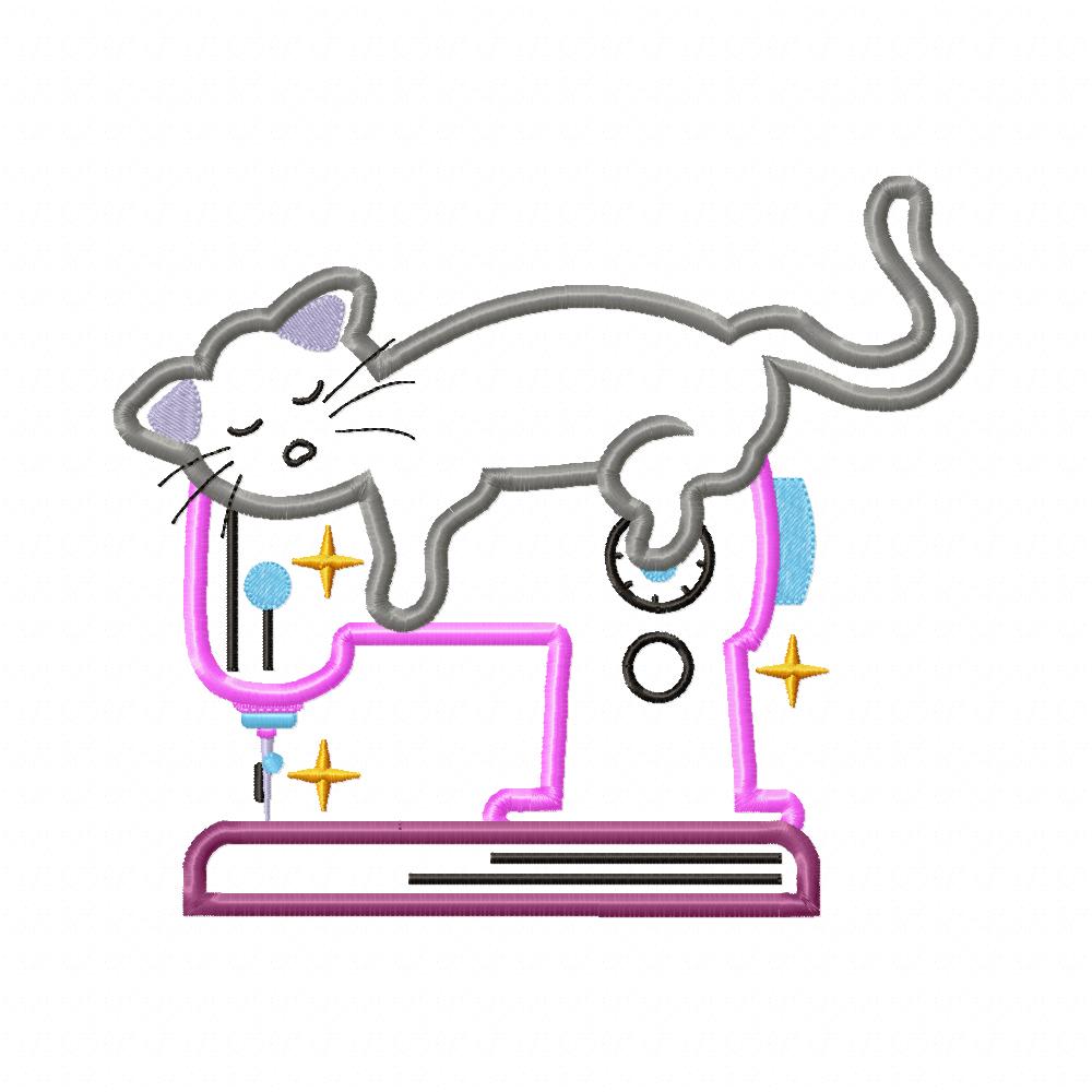 Matriz de Bordado Gatinho Dorminhoco na Máquina de Costura – Aplique