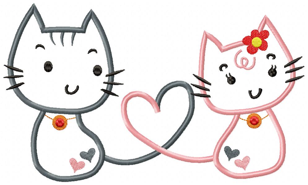 Matriz de Bordado Gatinhos com Amor – Aplique Romântico
