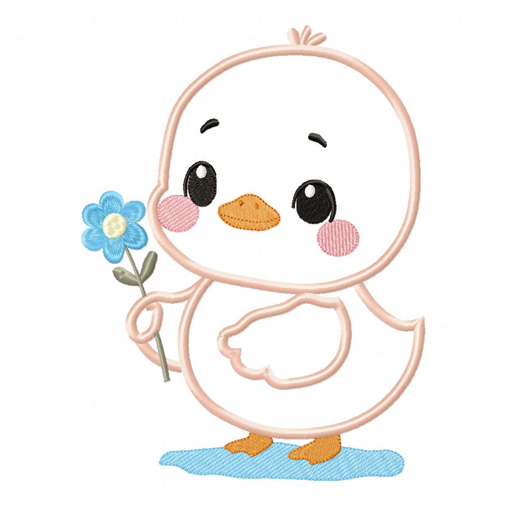 Matriz de Bordado Pintinho com Flor – Aplique