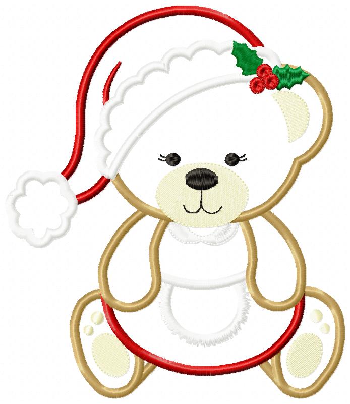 Matriz de Bordado Ursinho Natal – Aplique