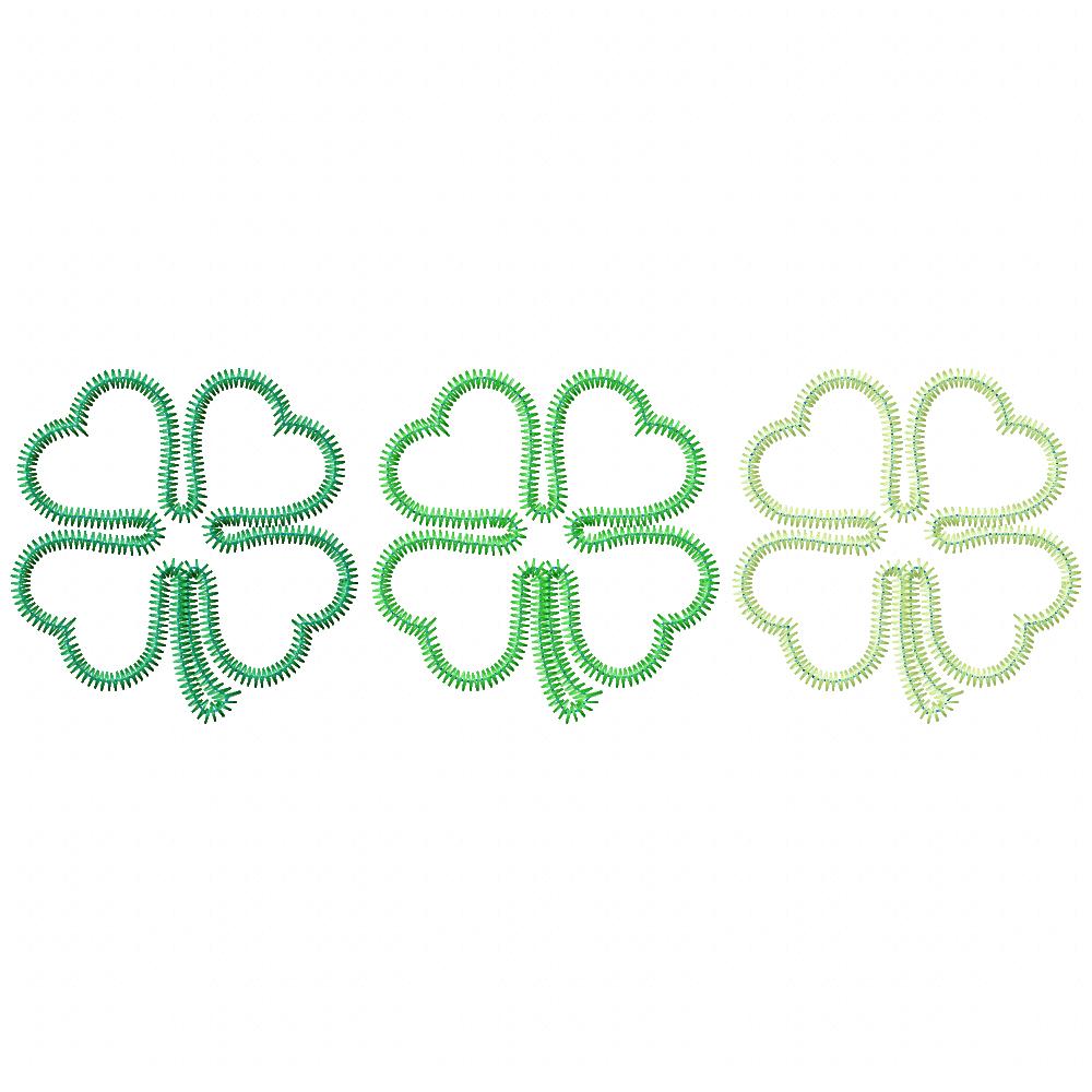 Matriz de Bordado Trevos da Sorte Trio – Aplique Zigzag