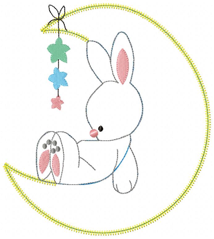Matriz de Bordado Coelhinho na Lua – Aplique Raggy Encantador