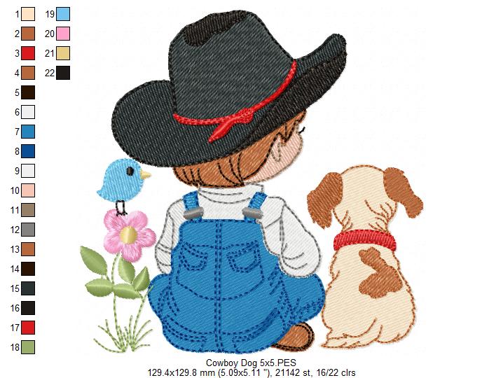 Matriz de Bordado Amizade Country: Cowboy e Cãozinho – Ponto Cheio