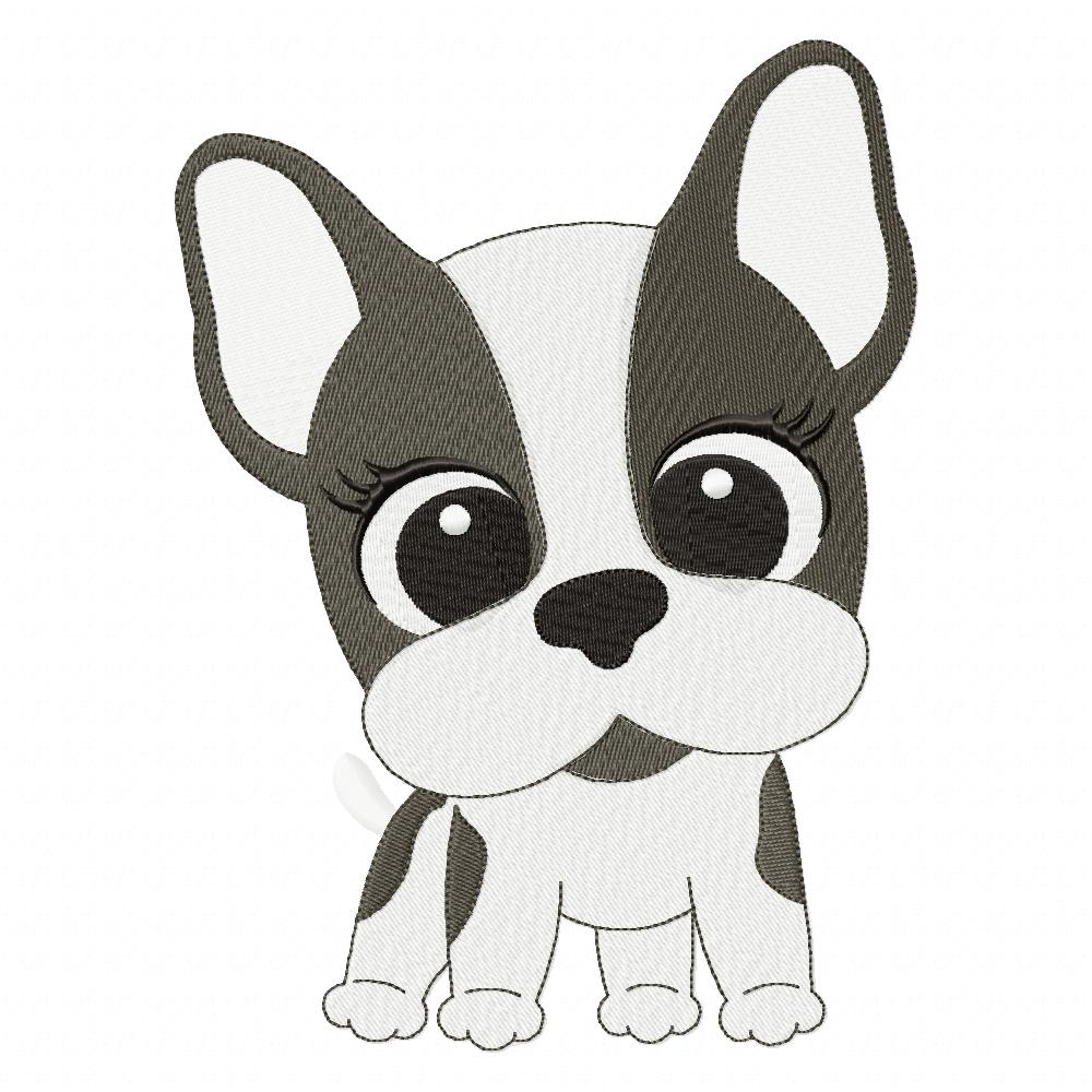 Matriz de Bordado Cachorrinho Bulldog Fofo – Ponto Cheio