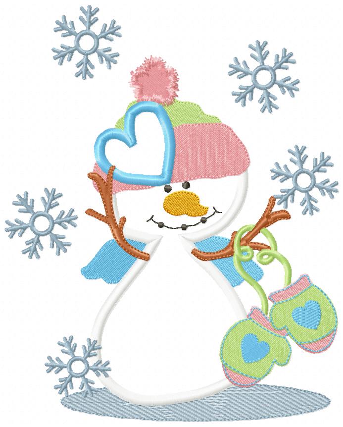 Matriz de Bordado Boneco de Neve com Touca e Luvas – Aplique