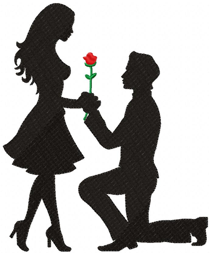 Matriz de Bordado Pedido de Casamento com Rosa – Ponto Cheio