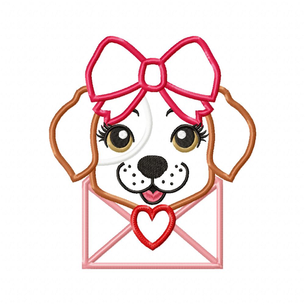 Matriz de Bordado Envelope do Amor com Cachorrinha – Aplique