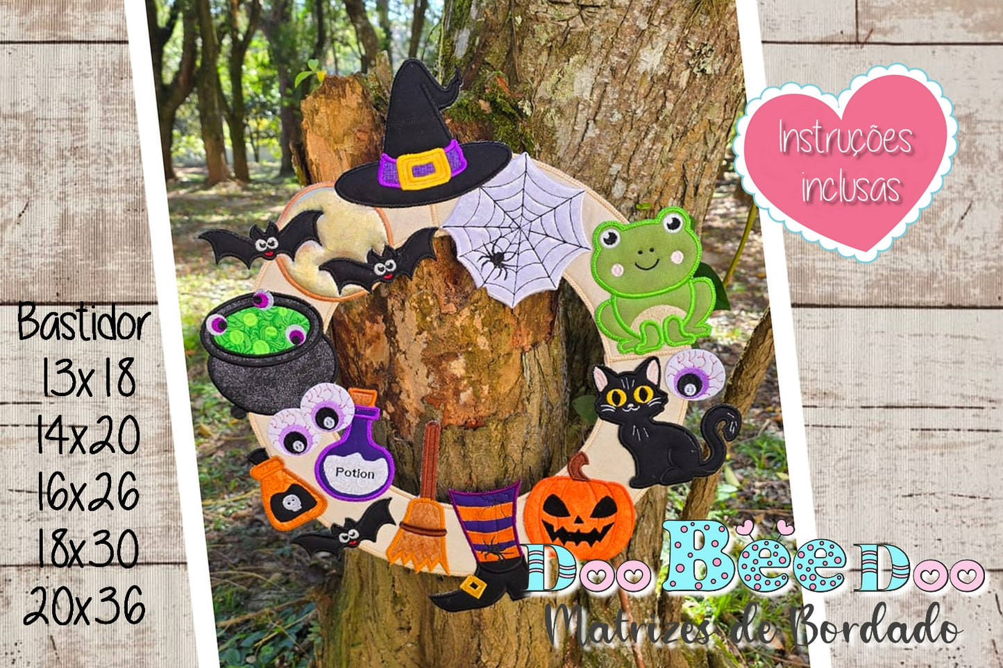 Matriz de Bordado Guirlanda Halloween Elementos – Projeto ITH