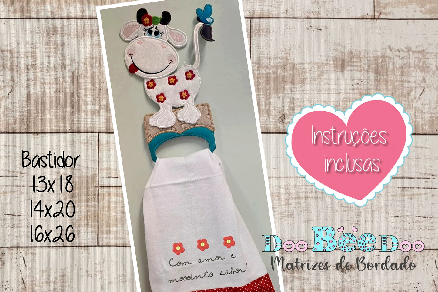 Matriz de Bordado Vaquinha Country - Porta Pano de Prato – Projeto ITH