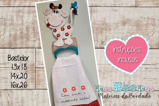 Matriz de Bordado Vaquinha Country - Porta Pano de Prato – Projeto ITH