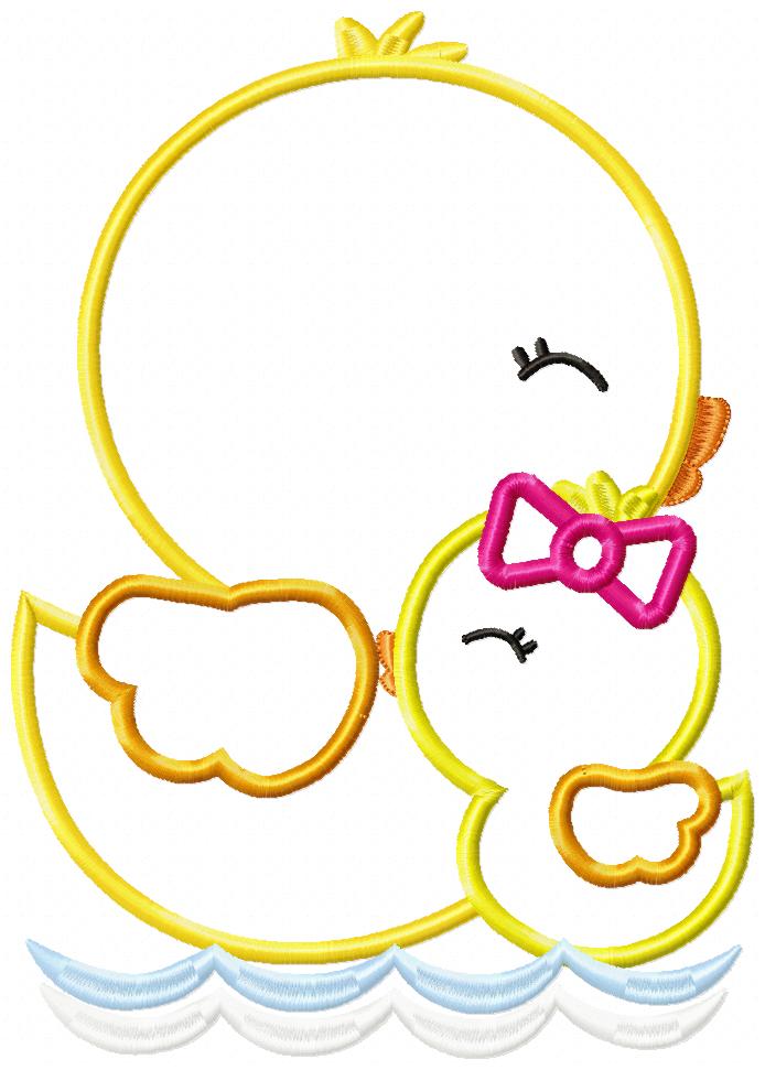 Matriz de Bordado Patinha Mamãe e Filhinha no Lago – Aplique