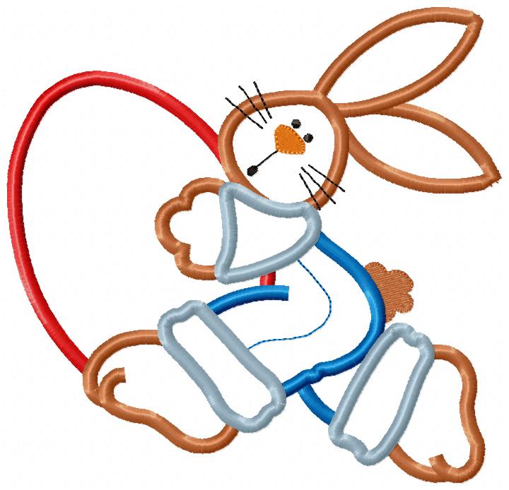 Matriz de Bordado Coelho Páscoa Country com Ovo – Aplique