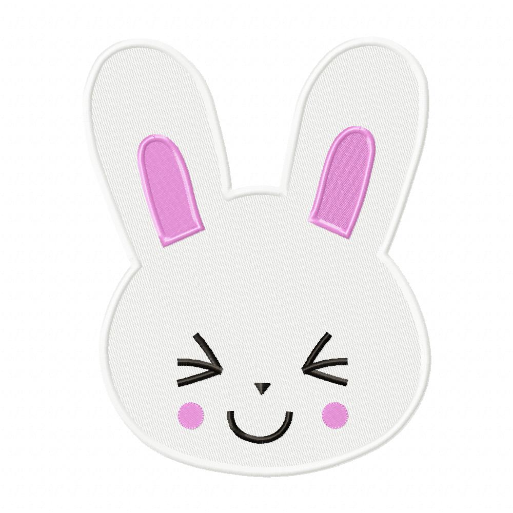 Matriz de Bordado Carinha de Coelho Sorridente – Ponto Cheio