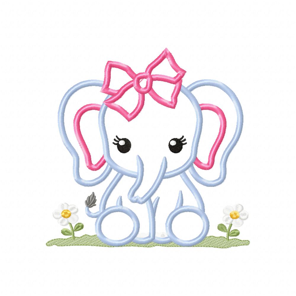 Matriz de Bordado Elefantinha com Laço – Aplique