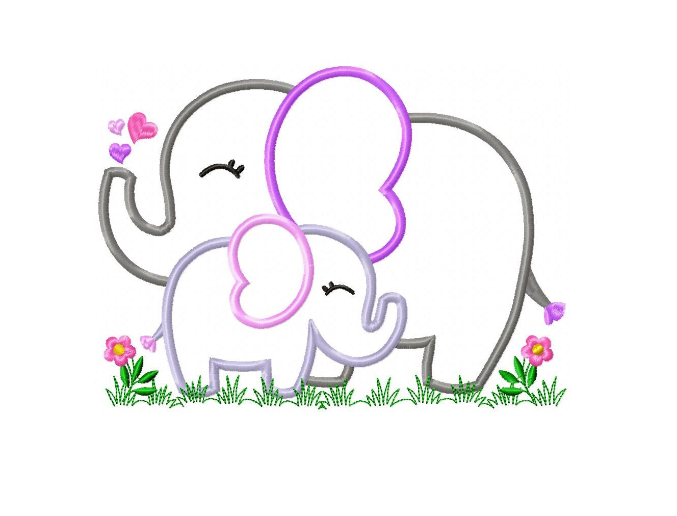 Matriz de Bordado Mamãe Elefante e Filhote – Aplique